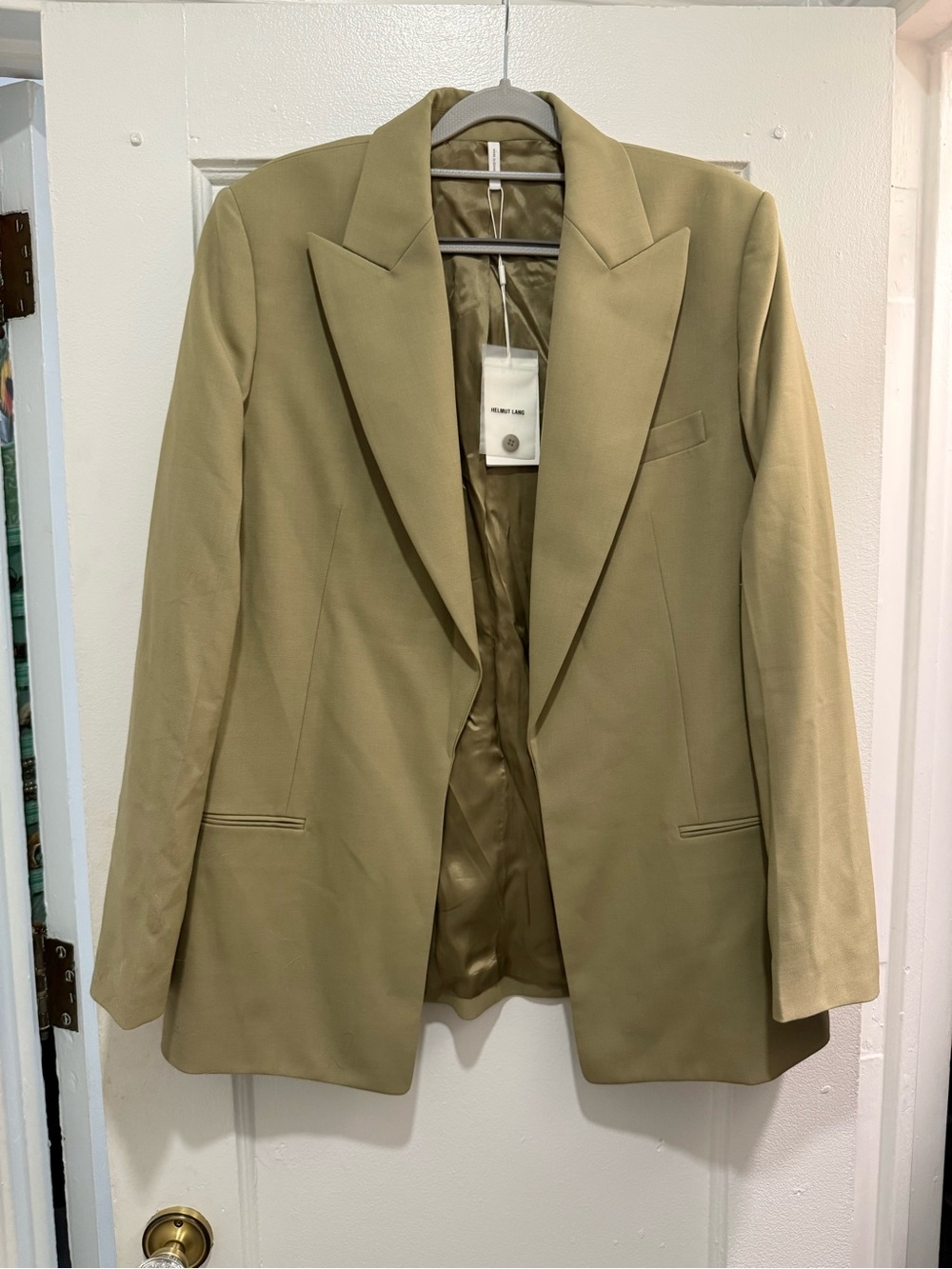 Helmut Lang Olive/Tan Peak Lapel Blazer